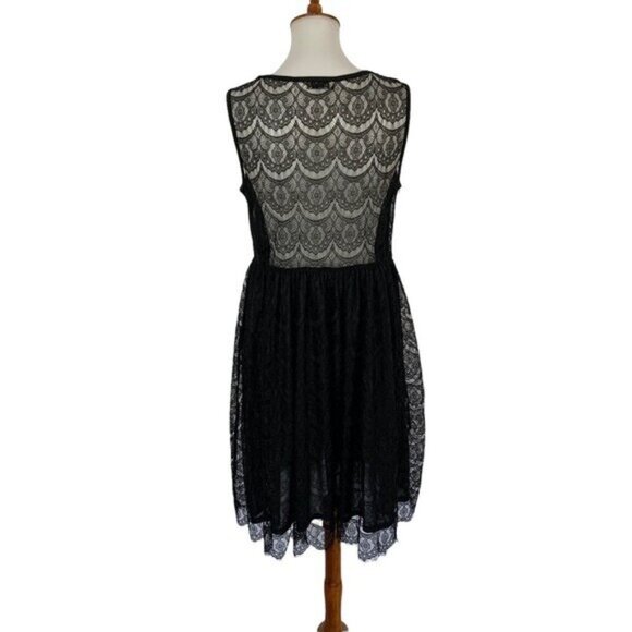 Acevog Lace Dress Large Black Sleeveless Gothic Vintage Party Cocktail - Picture 6 of 7